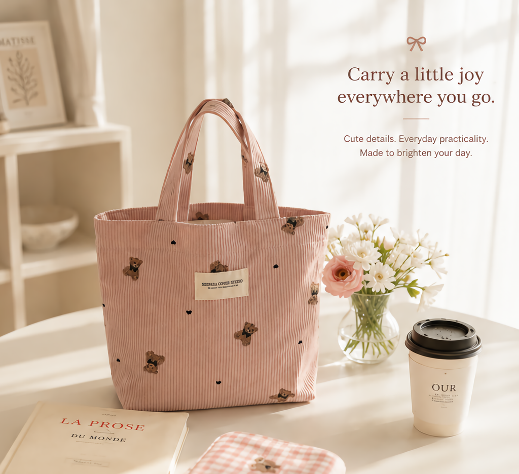 The Blush Teddy Bow Tote Bag