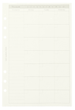 Cream monthly planner insert page, 120 gsm, with a calendar grid, ring binder holes, and space for notes